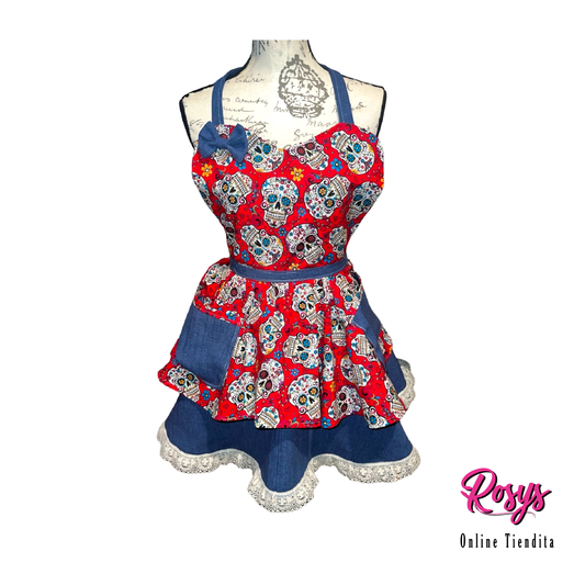 Sugar Skull Dress Style Apron | Made By Rosy!