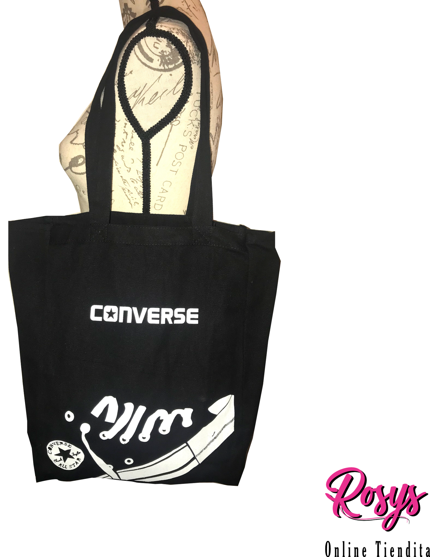 Converse Style Book Tote Bag | Small Black Tote