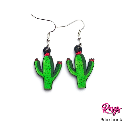 El Nopal Earrings | Cactus Dangle Wood Earrings